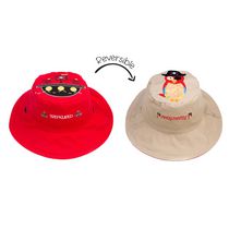 FlapJackKids - Chapeau de soleil réversible pour bébés, enfants et petites - Bateau pirate et perroquet - UPF 50+