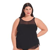 Krista Plus Women's High-Neck Mesh Flare Tankini Swim Top