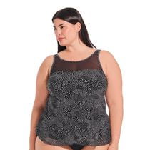Krista Plus Women's High-Neck Mesh Flare Tankini Swim Top