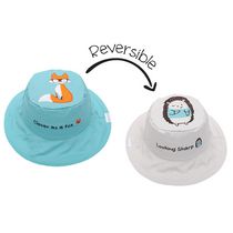 FlapJackKids - Chapeau de soleil réversible pour bébés, enfants et petites - Renard et hérisson - UPF 50+