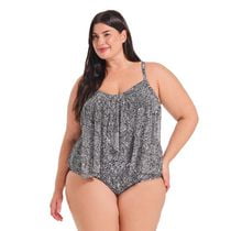 Krista Plus Women's Scoop Neck Mesh Tiered One Piece Swimsuit