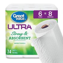 Great Value, Ultra Strong Paper Towel, 6 big equals 8 rolls