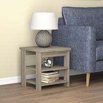 Safdie & Co. Accent Table Square Dark Taupe 2 Shelves