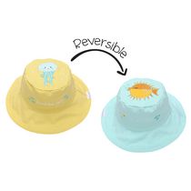 FlapJackKids - Chapeau de soleil réversible pour bébés, enfants et petites - Poissons et méduses - UPF 50+