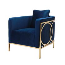 Chaise longue en velours bleu de la collection Heavenly, chaise longue bleue, chaise longue en velours, chaise longue avec cadre en or poli, chaise longue de salon