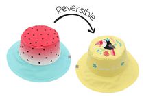 FlapJackKids - Chapeau de soleil réversible pour bébés, enfants et petites - Pastèque & Toucan - UPF 50+