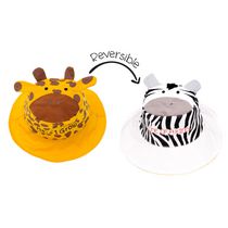 FlapJackKids - Chapeau de soleil réversible pour bébés, enfants et petites - Girafe et zèbre - UPF 50+