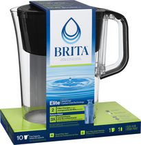 Grand pichet de filtration d’eau BritaMC d’une capacité de 10 tasses avec 1 filtre EliteMC de BritaMC, sans BPA, modèle Tahoe noir