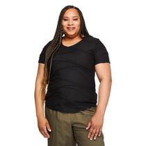 T-shirt à manches courtes avec texture ondulée Iyla Plus pour femmes Tailles 1X-4X