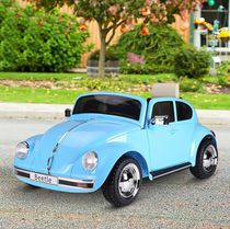 Aosom 6V Voiture électrique autoportée Volkswagen Beetle pour enfants Véhicules motorisés à piles avec télécommande, klaxon, MP3, suspension, pour 3-8 ans, bleu