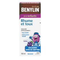 Benylin Children's Medicine, Cough & Cold Syrup, Grape, 100 mL