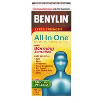 Benylin Extra Strength All-In-One Warming Cough, Cold & Flu Relief Syrup, 250 mL