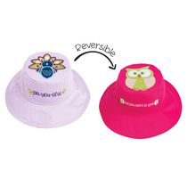 FlapJackKids - Chapeau de soleil réversible pour bébés, enfants et petites - Paon et hibou - UPF 50+
