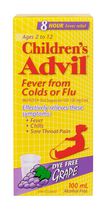 Children's Advil Fever from Colds Or Flu Suspension Dye-Free Grape 100 mL
