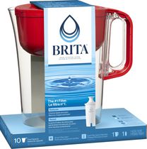 Grand pichet de filtration d’eau BritaMC d’une capacité de 10 tasses avec 1 filtre standard, sans BPA, modèle Huron rouge