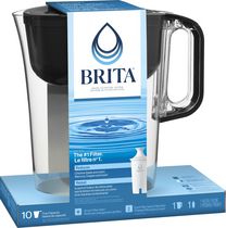 Grand pichet de filtration d’eau BritaMC d’une capacité de 10 tasses avec 1 filtre standard, sans BPA, modèle Huron noir