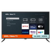 onn. 43" 4K UHD HDR Roku Smart TV (Model 100012584-CA-Black)
