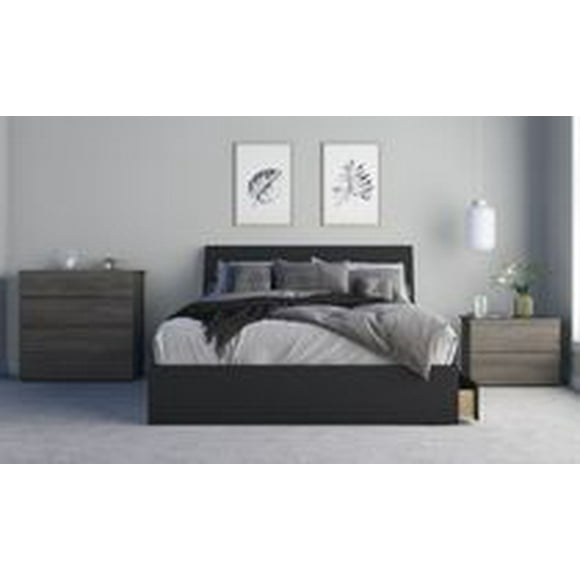Atrium 4 Piece Bedroom Set, Bark Grey and Black