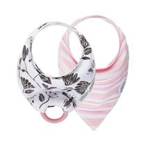 Dr. Brown’s™ Bandana Bib with Snap-On Teether, Flowers and Pink Stripes 2 pack