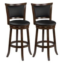 CorLiving Woodgrove Barstools with Black Bonded Leather Seat and Backrest