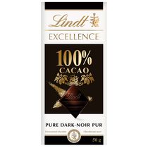 Chocolat noir Lindt EXCELLENCE à 100 % de cacao – Barre (50 g)