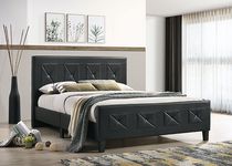 Aerys Crystal Tufted Upholstered Platform Bed with Wood Slat Support , Black