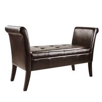 CorLiving Antonio Scrolled Arms Storage Bench in Bonded Leather