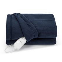 Sunbeam Throw Grey Fleece, 4 Heat Settings, 4-Hour Auto Shut-Off, Electric Heated Blanket, 50” x 60”
