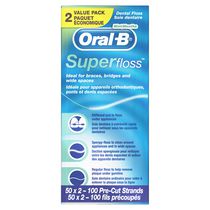 Soie dentaire Oral-B Super Floss, longueurs coupées, menthe