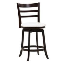 CorLiving Woodgrove Counter Height Barstool with White Leatherette Seat and 3-Slat Backrest