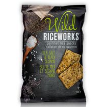 Collation de riz gourmet Wild de riceworks à saveur de sel de mer et sésame noire